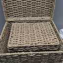 Small Nesting Wicker Cube Storage Boxes with Lids and Metal Steel Frame, Set of 2 Straw Wire Woven Square Storage Basket Organiser for Home, Kids, Toys, Small Items