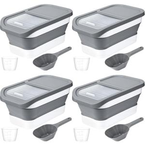 LemonRoad 4 Pack Rice Storage Container 22 Lbs with Airtight Lids, Measuring Cup and Spoon for Dry Food Cereal Grain Cat Bird and Dog Food