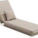 Outdoor Water-Resistant Olefin Chaise Lounge Cushions with Pillow, Weather and Fade Resistant Patio Furniture Lounge Chair Cushion Ideal for Patio, Lawn, Gray Apricot, 80" L x 26" W x 5" T | Olefin Weather Resistant Patio Furniture Lounge Chair Thickened Cushion with Handle Adjustable Straps for Lawn, Garden, Pool