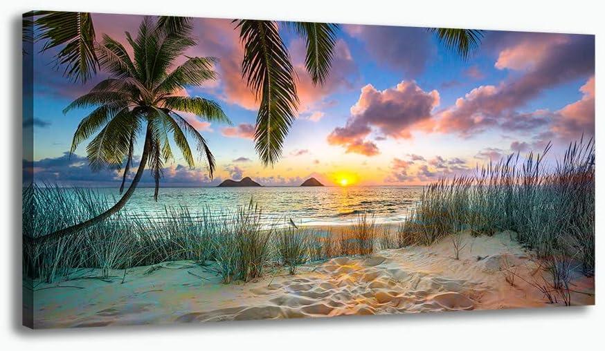 Cpwaxf Seascape Canvas Art, Wall Art for Bedroom, 24x48inch Blue Ocean Decor