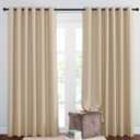 NICETOWN Bedroom Blackout Curtains and Drapes - Window Treatment Thermal Insulated Solid Grommet Blackout Draperies for Bedroom/Living Room (Biscotti Beige, Set of 2, 80 by 84 Inch)