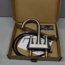 Bathroom Faucets for Sink 3 Hole, Hurran 4 inch Brushed Nickel Bathroom Sink Faucet with Pop-up Drain and Supply Lines, Stainless Steel Centerset Faucets for Sink Vanity RV