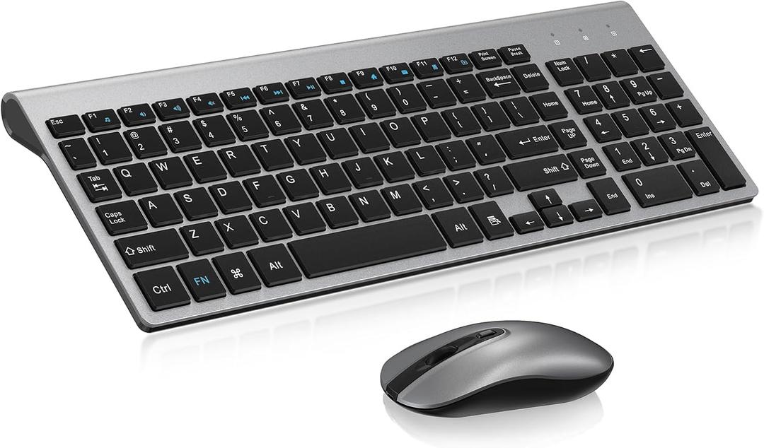 cimetech EasyTyping KF10 Wireless Keyboard and Mouse Combo, [Silent Scissor Switch Keys][Labor-Saving Keys]Ultra Slim Wireless Computer Keyboard and Mouse, Easy Setup for PC/Laptop/Mac/Windows - Grey
