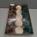 15 PCS Christmas Tree Ornaments Velvet Balls, 3.15 Inch Large Velvet Christmas Tree Ball Ornaments Set Star, Shatterproof Plastic Hanging Bulb for Xmas Tree Decorations - Multicolor Green Brown Beige