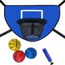 Trampoline Basketball Hoop with Pump and Mini Ball, Waterproof, Sunscreen Soft Materials, Easy to Assemble Sturdy for Dunk Fit, Trampoline Accessory (Blue)