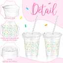 Domensi 50 Pcs Sprinkle Baby Shower Plastic Cup 12 oz Rainbow Confetti Sprinkle Thick Clear Cup Baby Shower Birthday Table Decorations Candy Color Party Supplies It's a Boy Girl