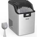Zstar Nugget Ice Maker, Stainless Steel Countertop Ice Machine with 44Lbs/24H Output, Crunchy Sonic Ice Maker Machine, Self-Cleaning Portable Ice Maker with Freestanding Ice Scoop for Home,Office,Bar