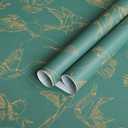Pack of 3 GloryTik Green Vintage Bird Wallpaper, 16.14" x 78.7" Self-Adhesive DIY Wallpaper for Cabinets Walls Covering Vinyl Rolls