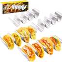 Stainless Steel Taco Holder Set of 4, Total 16 Tacos – Each Taco Rack Up to 4 Tacos, Reusable, Dishwasher & Microwave Safe, Rust-Proof Taco Shell Stands for Kitchen, Parties, and Family Gatherings