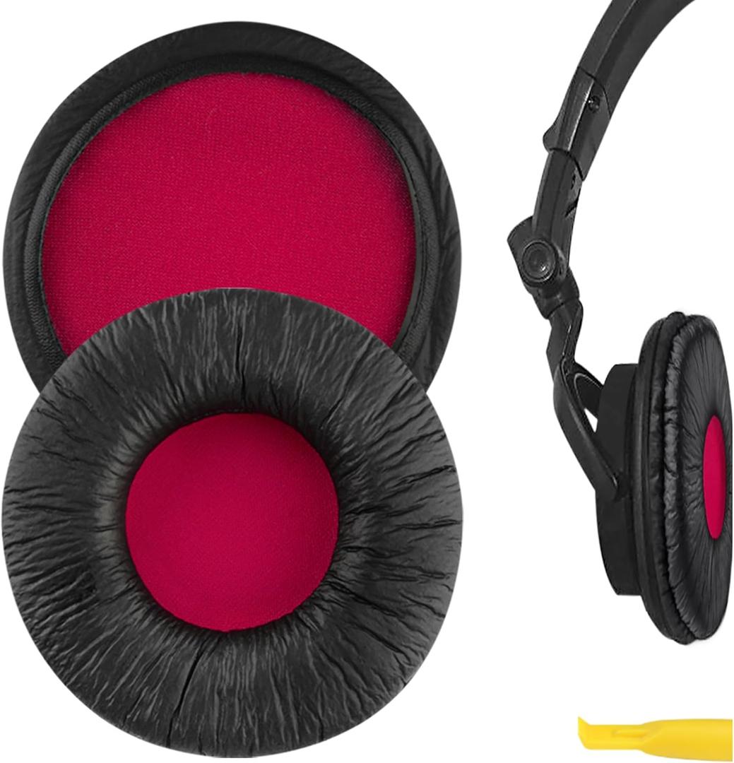 Geekria Replacement Ear Pads for Sony MDR-V55, V500DJ Headphones Ear Cushions, Repair Parts (Black Red)