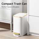 TIPGO Small Bathroom Trash Can with Lid Soft Close, Step Pedal, 5 Liter / 1.3 Gallon Stainless Steel Trash Bin, Slim Garbage Cans for Toilet, Office, Bedroom (White)