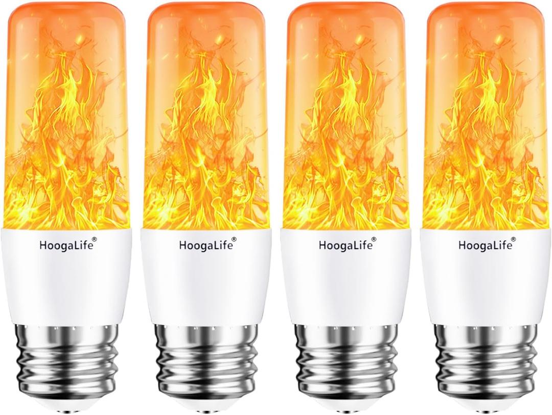 HoogaLife Flame Light Bulbs, E26 Led Light Bulb with Effect of Real Candle Fire Light, 4w Flame Bulb with Upside Down Effect, for Christmas Halloween Home Party Holiday House Room Porch