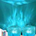 2 PCs Cordless Lava Lamp, Rechargeable Northern Lights Cube Ocean Wave Projector Light Aurora Glow Lamp,16 Colors Gradual Rotating with Remote Control for Bedroom Living Room and Game Room