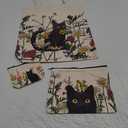 Shinylin 3 Pcs Black Cat Canvas Tote Bag Makeup Coin Purse Set with Zipper Reusable Grocery Shopping Flowers Cute Cosmetic Bag Aesthetic Portable Pouch Birthday Gift for Mom Women Cat Lovers Teacher
