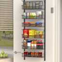 Over the Door Pantry Organizer, 6-Tier Over the Door Organizer with Adjustable Basket, Pantry Door Organization for Pantry Kitchen Storage Room Spice Rack, Black