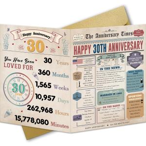 2 x Ziwenhu 30th Anniversary Card Gift for Husband Wife Couples,30th Anniversary Card,30 Year Wedding Gift Idea for Dad Mom (vintage-382)