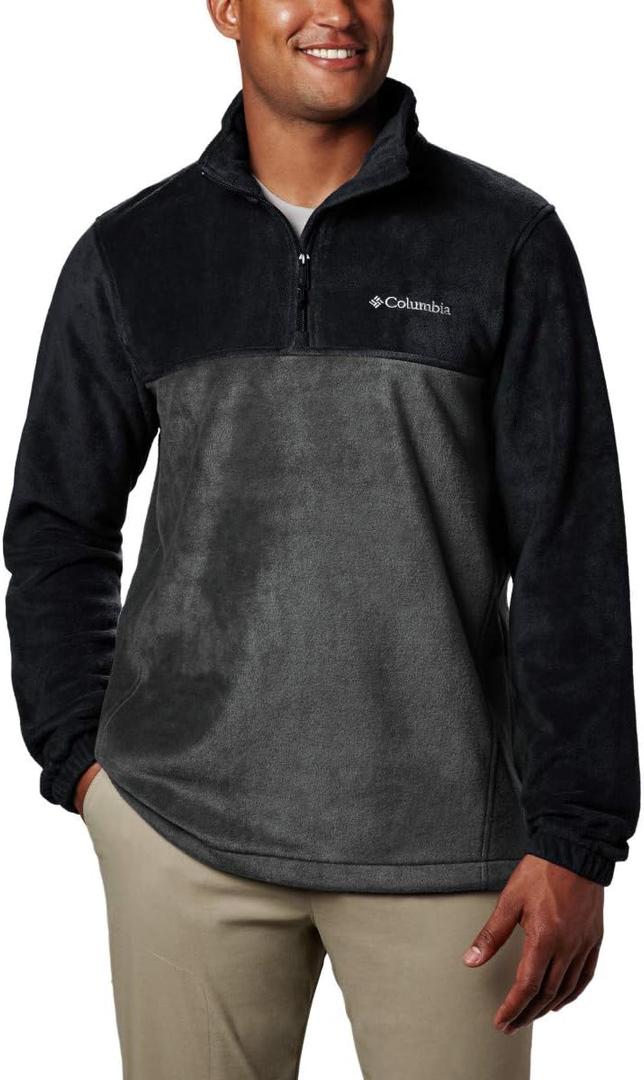 Columbia Men's Steens Mountain Half Zip Fleece, Black/ Grill, Small