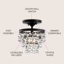 JONATHAN Y 10" Oil Rubbed Bronze Metal LED Flush Mount Ceiling Light Fixture, Clear Crystal Drum Shade for Bedroom Hallway, Modern Glam Chandelier, LED Bulb Included JYL9028A
