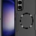 Designed for Samsung Galaxy S24 Case,Magnetic,Double Drop Protection Heavy Duty,Compatible with MagSafe,Dustproof,No Fading, No Yellowing,for Men Women,Black