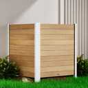 Air Conditioner Fence 2 Panel 42'H 38'W Wood Outdoor Privacy Wall, Pool Equipment Enclosure, Trash Can Enclosures, White Aluminum Fence Post