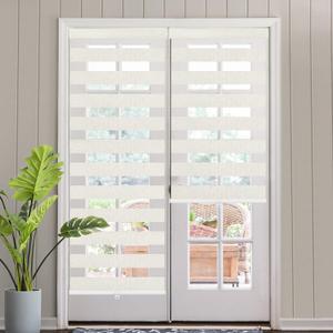 SEEYE Custom Size Cordless Zebra Blinds for Windows, 70% Shading Free-Stop Roller Shades, French Door Window shades With Valance Easy to Install, Light Filtering Roller Blinds, 34"W x 83, Ivory White