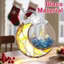 Christmas Ornaments: Stained Glass Ornament, Christmas Tree Ornament, Hanging Ornaments for Home Decor & Xmas Tree Decorations Holiday Decor, Holiday Present - Mountains & Moon
