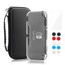 RHOTALL Carrying Case for Nintendo Switch Lite,Shockproof Portable Accessories Bundle Travel Bag,TPU Case Cover with Screen Protector,10 Thumb Grips (Black)