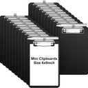 Sabary 24 Pack Bulk Mini Clipboards with Pen Holder Clip Black A5 Memo Clipboard 6x9 Plastic Check Presenters for Restaurants School Office Hotel Shopping List (Pen Not Included)