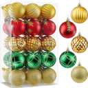 30Pcs Christmas Ornaments Balls, 2.36 Inch Red and Gold Shatterproof Tree Decorations Balls Ornaments with Glitter, Classic Holiday Baubles for Xmas Tree, Wreath, Party & Home Dcor (#19)