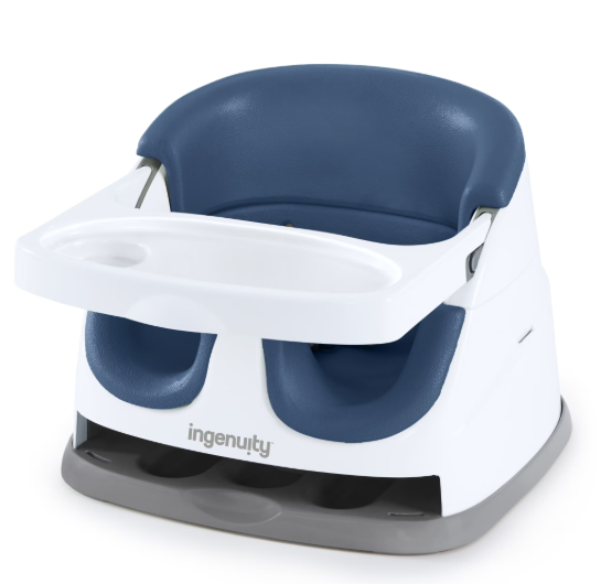 Ingenuity Baby Base 2-in-1 Booster Feeding and Floor Seat with Self-Storing Tray - Slate