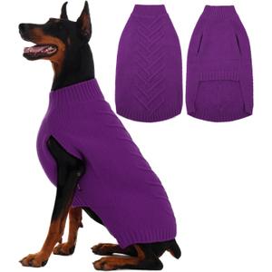 IECOii Extra Large Dog Sweater, Dog Sweater Dogs Girl, Boy, Xmas Pet Holiday Sweaters, Warm Doggy Christmas Knitwear Big Dogs Sweater for Labrador, Doberman, Darkred, XXX-Large(Chest:31.5 in))