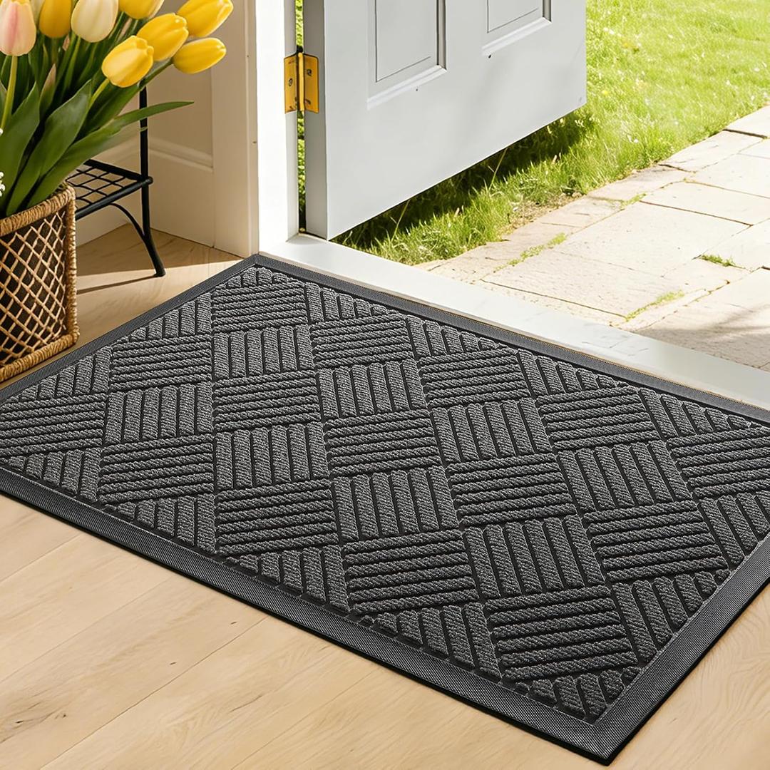 Front Door Mat, Heavy Duty Non-Slip Doormat 31.5"x20", Grey