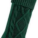 LEDeng Large Cable Knit Christmas Stockings, Fireplace Hanging Christmas Stockings, Perfect for Holiday Home Party Decorations, Unique Burgundy and White and Green Knitted Christmas Stockings (Green)