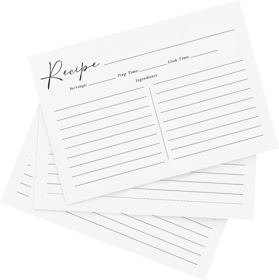GardenCity Recipe Cards, 4x6 Recipe Cards for Bridal Shower and Weddings, Double-Sided, 50 Pack, Minimalist