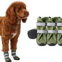 Spark Paws Dog Shoes, Waterproof Dog Boots for Medium to Large Dogs, Non Slip, Breathable Dog Booties and Paw Protectors - 4PCS Doggie Hiking Boots with Reflective Straps - Green, Size 3