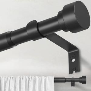 WIN4ALL Black Curtain Rods for Windows 28 to 42 inch, 5/8 Inch Decorative Curtain Rod Adjustable by Splicing (Matte Black,30"-45)