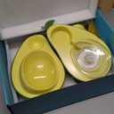 Cat Food and Water Bowl  Avocado Cat Bowl with Water Dispenser Pet Bowl& Small Dogs, Non-Spill, Anti-Choke, Eco-Friendly Dog Feeding Bowl Water Fountain 3-in-1 (Green&Yellow)