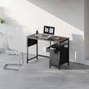 Maihail Small Desk with Drawers, 40 inch Computer Desk with Shelves, Writing Desk with Storage, Small Office Desk with Metal Frame, Black