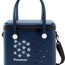 Portable Hard Cooler 10L with Hanging Hole Design, Long Strap & Side Lift Straps, Leak-Resistant Insulated Ice Chest Stays Cold for 48H for Camping S, Royal Blue Print