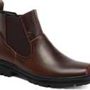 Men's Chelsea Boots Wide, Square Toe Dress Slip-On Ankle Boots (Brown)