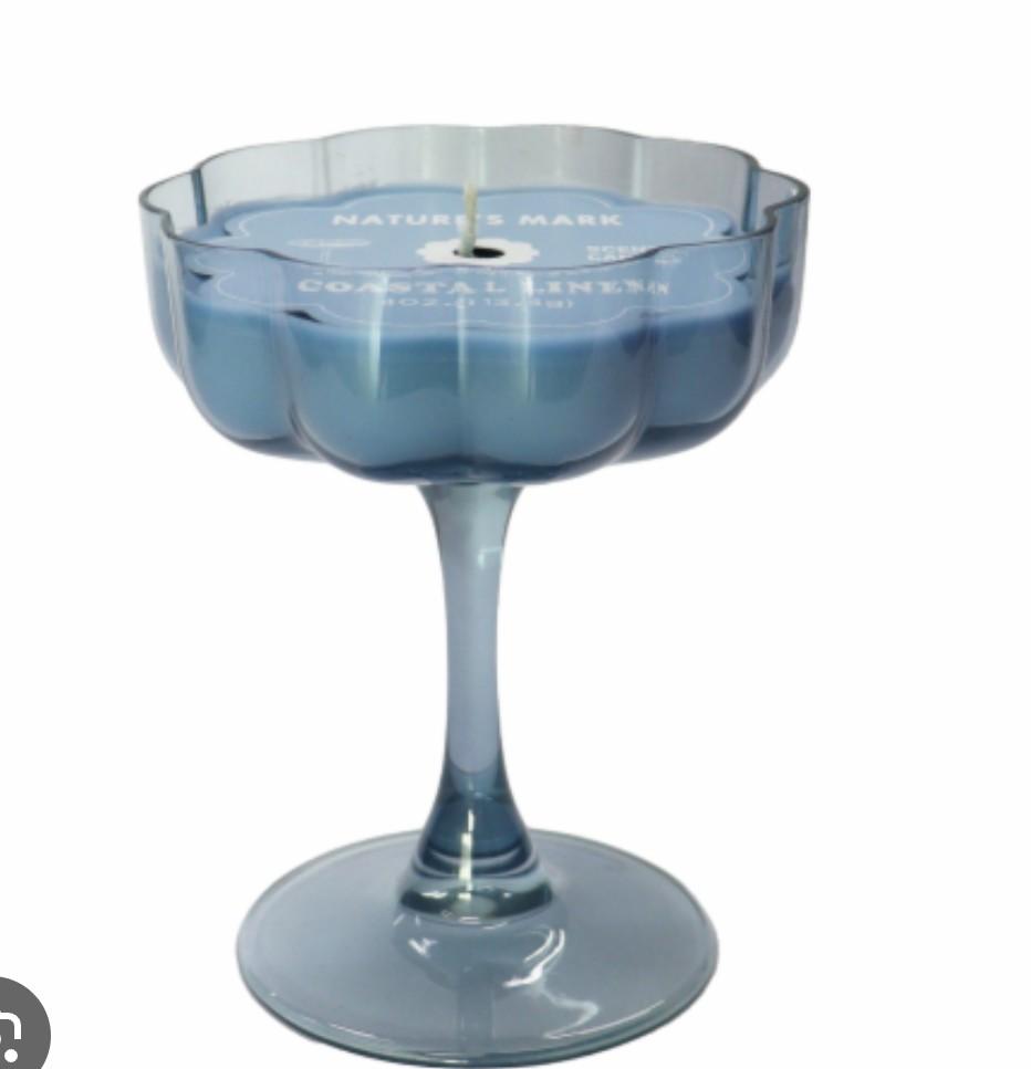 Nature's Mark Stem Glass Candle - Blue 40Z.(113.4g)