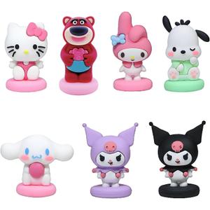 7pc Cute Anime Figurines Cake Topper, Kids Girl Happy Birthday Party Decoration Supplies Cake Decorations Toppers