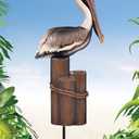 Sunset Vista Design Garden Stakes - Coastal Birds Metal Art for Yard or Patio Lawn Stake, 36-Inch, Brown Pelican
