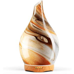 Porseme 280ml Glass Essential Oil Diffuser Aromatherapy Ultrasonic Cool Mist Humidifier 7 Running Hours Waterless Auto-Off Air Diffusers for Sleeping, Yoga, Office Working, Spa and Rest (Deep Desert)