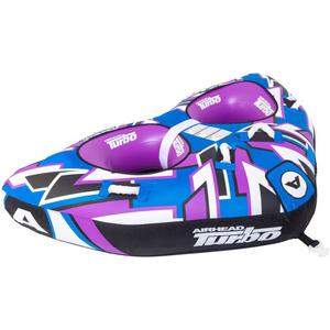 Airhead Turbo Blast Towable Tube for Boating, 2 Rider Inflatable Boat Tube for Water Tubing, Low Profile Design for Speed, Cushioned Handles for Stability, Kwik-Connect, Speed Safety Valve, 2 Person