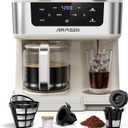 AIRMSEN 12-Cup Programmable Dual Coffee Maker – Single Serve Machine for K-Pods & Ground, 1000W Fast Brew, Delay Start, 2H Keep Warm, Touchscreen, 60oz Tank, Glass Carafe – Home & Office, Beige