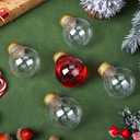 TEHAUX 10 Pack Christmas Booze Balls 50ml  Clear Light Bulb Drink Ornaments with Gold Hanging Caps, Fillable Plastic Shot Bottles for Tree Decorations, Party Drinks DIY Gifting