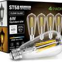 Dusk to Dawn Light Bulbs, 6W Equivalent 60W, Soft White 2700K, E26 Base, Light Sensing, ST58 Vintage Style, 600LM, Outdoor Edison Bulbs, Automatic Light Bulbs for Porch Patio Garage, 4 Pack