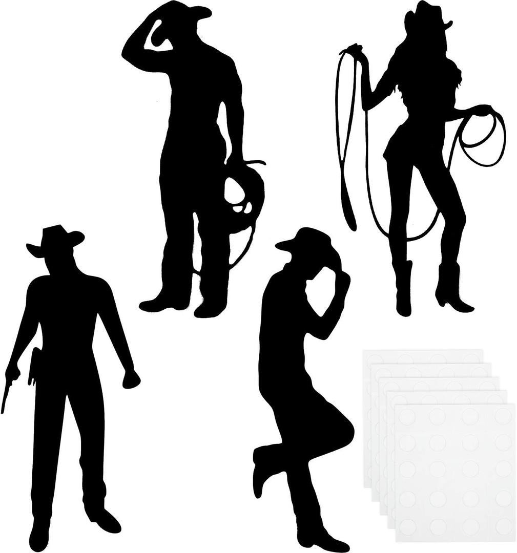 Boao 16 Pieces Cowboy Silhouettes Cowboy Cutouts Western Theme Party Decorations Photo Booth for Wild West Theme Birthday Baby Shower Cowboy Party Retro Parties Supplies
