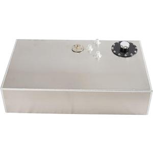 Universal 17 Gallon 64L Fuel Cell Tank Aluminum with Cap and Level Sender Polished Silver